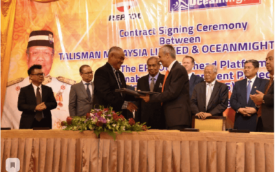 Contract Signing Ceremony between Talisman Malaysia Limited & OceanMight Sdn Bhd For The Engineering, Procurement & Construction (EPC) of Wellhead Platform for Kinabalu Redevelopment Project